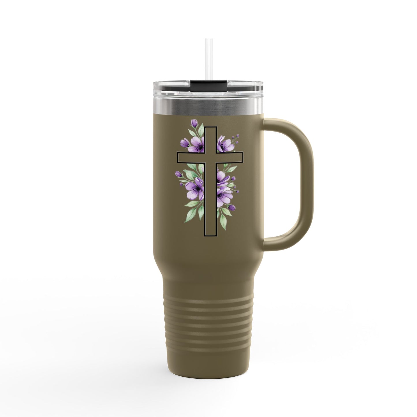 Floral Cross Insulated Mug 40oz