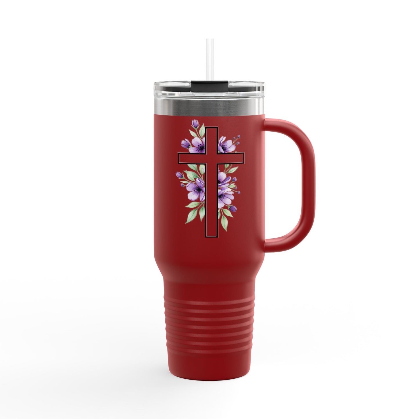 Floral Cross Insulated Mug 40oz