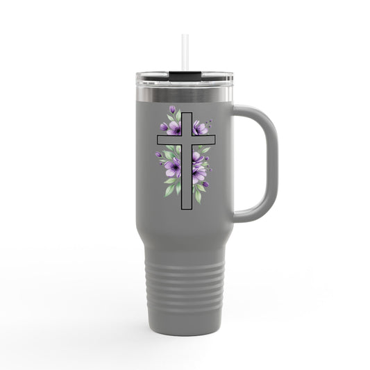Floral Cross Insulated Mug 40oz