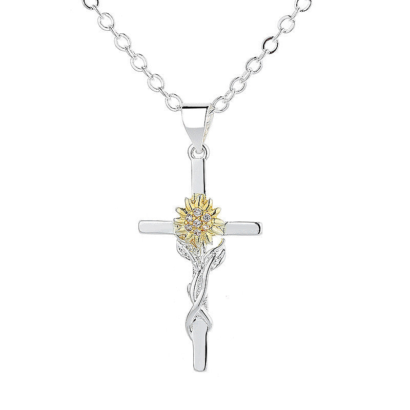 Sunflower of Faith Cross Necklace