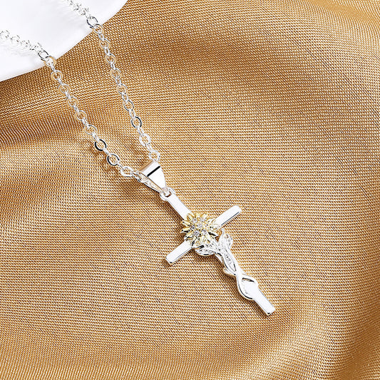 Sunflower of Faith Cross Necklace