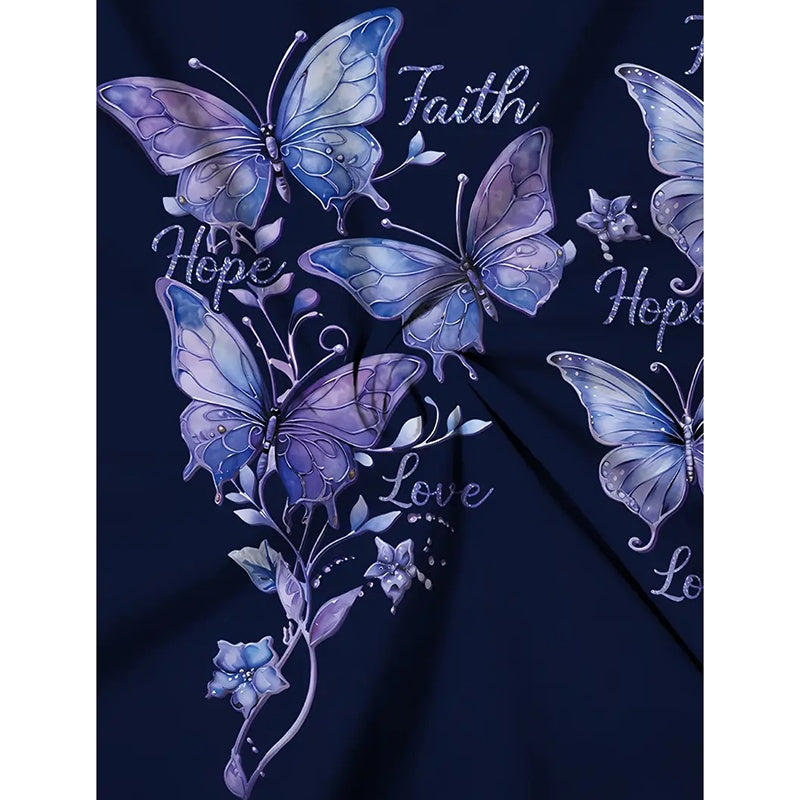 Butterfly Long Sleeve Shirts Faith-Hope-Love